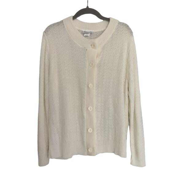 Vintage Blair Women's Sz M Cream Crochet Cardigan Granny Prairie Core USA Made - Picture 1 of 6
